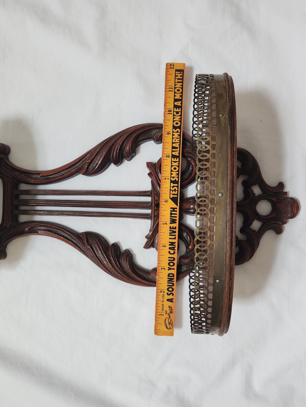 Syroco Ornate Two-Tier Wood & Brass Wall Shelf - Deep Mahogany - Picture 15 of 16